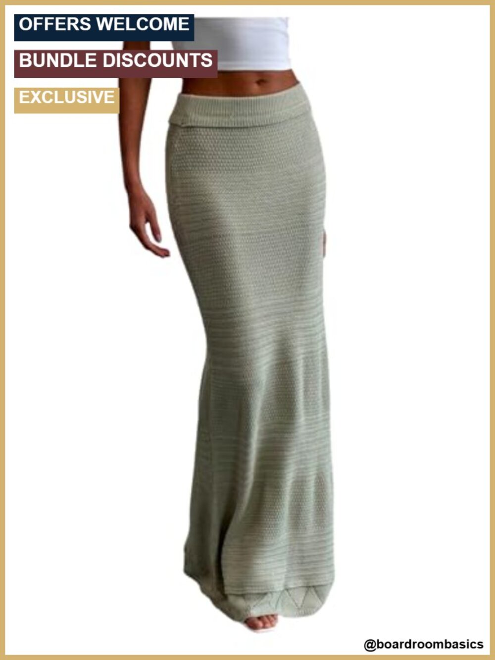 Women's Knitted Bodycon Maxi Skirt Elastic Low Rise Summer Casual